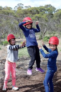 Millicent Mailer, Rafia Alqemzi and Jacqueline Carabott challenging themselves at Camp