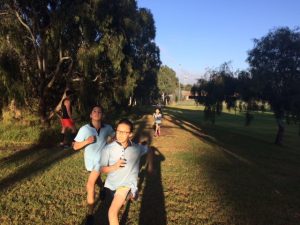 Years 4 to 6 Junior Joggers undertaking interval training at Kevin Bartlett Reserve