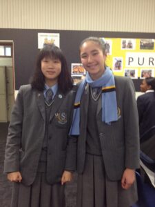 Year 8 students Victoria Guan (pictured left) with Lucille Parfit- at the DAV Junior Public Speaking Competition on Sunday 28 May